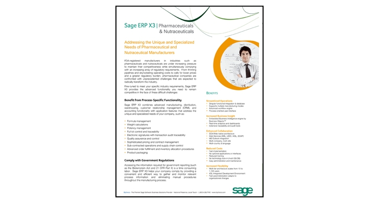 Sage ERP X3 | Pharmaceuticals & Nutraceuticals