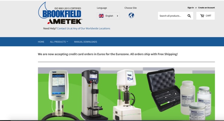 AMETEK Brookfield Launches New Europe E-Commerce Website
