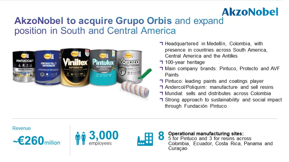 AkzoNobel to Acquire Grupo Orbis, Expanding Position in South and Central America   