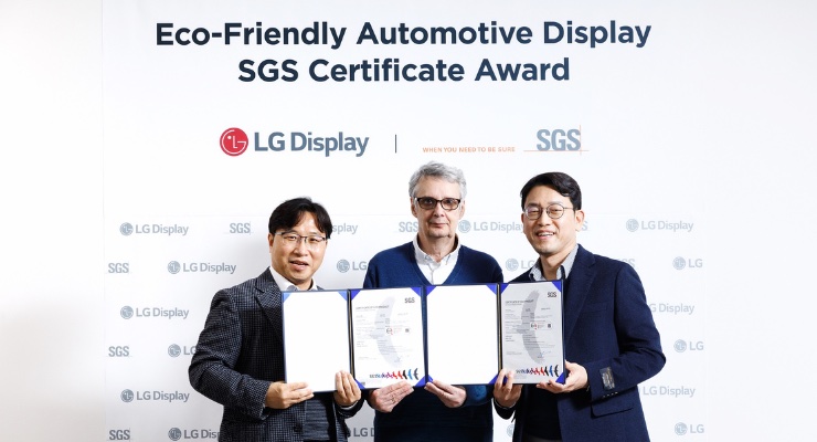 LG Display’s Automotive Displays Receive SGS Eco-Product Certification