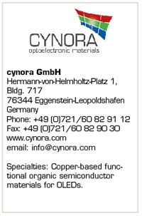 cynora GmbH Poised to Make Inroads in the OLED, OPV Markets
